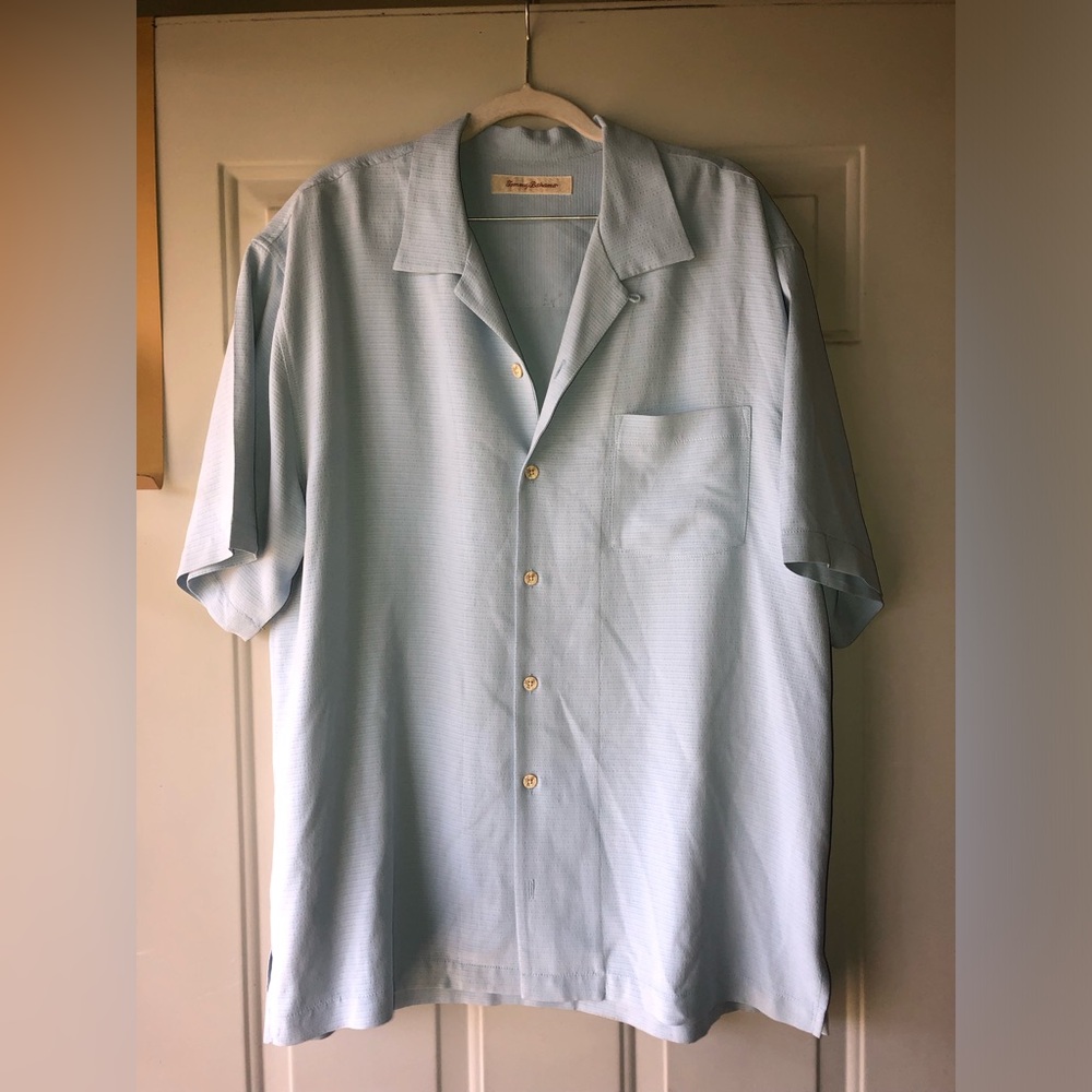 Tommy Bahama light blue silk shirt size L